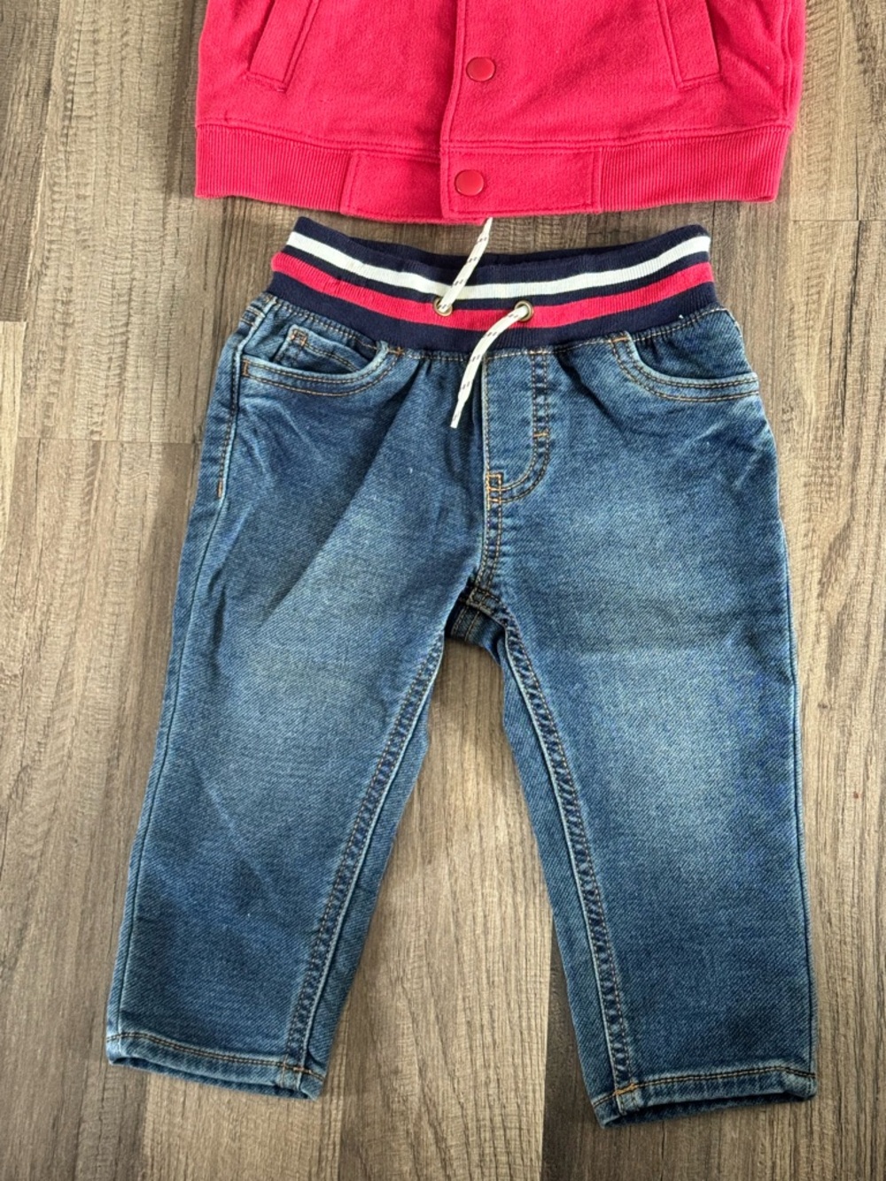 Carter’s Kids Red Varsity Bear Jacket with Denim Joggers - Picture 3 of 3